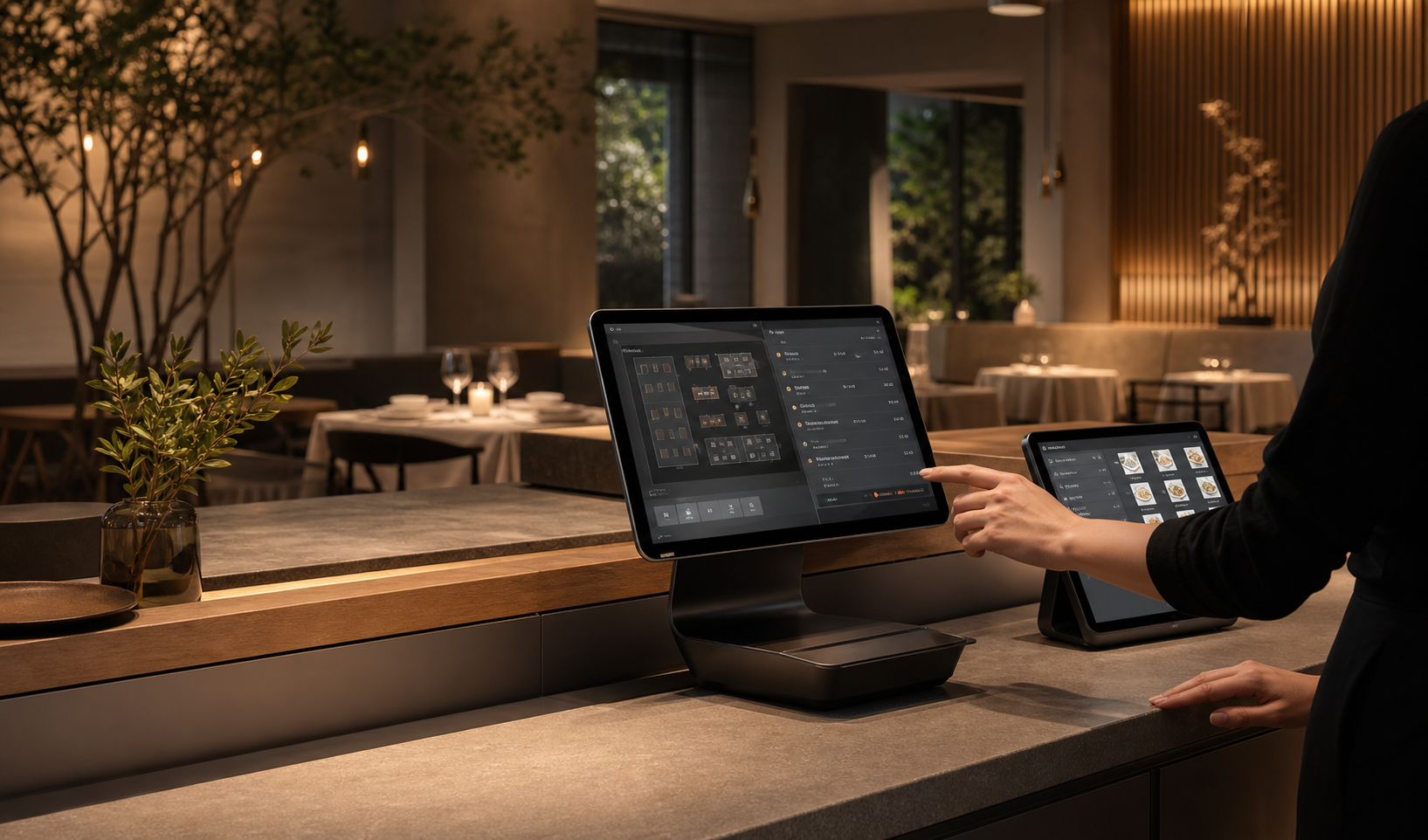 Restaurant service counter using Nexara POS for table service and orders